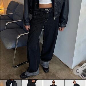 Dark denim cuffed jeans